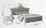 Genuine Leather King Bed with Big Headboard - White - Image 4