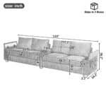 Corduroy L-Shaped Sofa with USB Ports and Hidden Storage - 4-Seater - Blue - Image 2