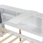 Wood Platform Bed with Trundle and Storage Headboard - White - Image 12