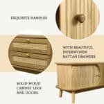 Rattan Media Console with Sliding Doors and Multifunctional Storage - Natural - Image 7