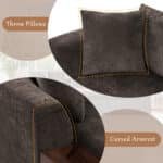 Chenille L-Shaped Sectional Sofa with Wooden Storage Compartment - Brown - Image 6