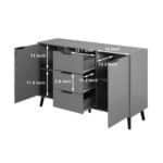 Wooden Sideboard Buffet Cabinet with Ample Storage and 3 Drawers - Gray - Image 4