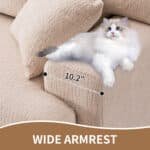 Chenille Fabric 4-Seater Compression Sofa with Wider Armrests and 2 Pillows - Apricot - Image 9