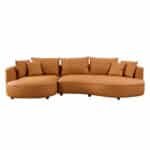 Eco-Leather Curved L-Chaise Sofa with Distinctive Design - Orange - Image 2