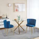 Velvet Dining Chair Set with Ergonomic Design - Blue - Image 10
