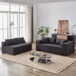 ⁦Corduroy L-Shaped Modular Sofa Set with Minimalist Design - Beige⁩ - الصورة ⁦10⁩