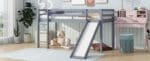 Grey Rubber Wood Loft Bed with Slide – Durable, Space-Saving Twin Bed for Kids - Image 6