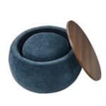 Upholstered Round Storage Ottoman with Removable Top - Dark Blue - Image 9