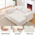 Polyester Fabric L-Shape Modular Sectional Sofa with Deep Seating - White - Image 4