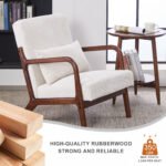Upholstered Mid-Century Modern Accent Chair with Pillow - Beige - Image 7