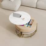 Round Lift-Top Ottoman with Storage – Modern Space-Saving Coffee Table - Image 6
