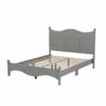 Solid Wood Queen Platform Bed Frame with Wooden Slat Support - Gray - Image 7