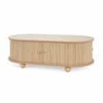 Natural Wood Oval Side Table with Storage - Rustic Charm - Image 5