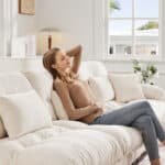 Chenille Modular Sectional Sofa with Round Bolster Armrests - White - Image 10