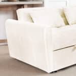 Velvet 3-in-1 Foldable Sofa Bed with Adjustable Back and Storage - Beige - Image 4