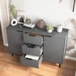 Wooden Sideboard Buffet Cabinet with Ample Storage and 3 Drawers - Gray - Image 6