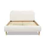 Upholstered Curved Headboard Platform Bed with Mattress Supports - Ivory White Boucle - Image 7