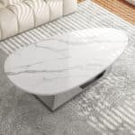 Faux Marble Coffee Table with Stainless Steel Base - Modern Design - Image 5