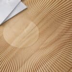 Natural Pine Round Coffee Table with Carved Design and Metal Legs - Golden - Image 11