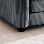 Corduroy Footstool with Retro Design - Grey - Image 4