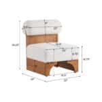 Boucle Lounge Chair with Rolled Backrest - Warm Wood Finish - Image 7