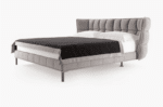 Genuine Leather Modern Upholstered Bed with Adjustable Height - Soft Style - Image 2