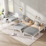 White Metal Triple Bunk Bed - Space-Saving & Durable for Kids & Guests - Image 3