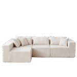 ⁦Corduroy L-Shaped Modular Sofa Set with Minimalist Design - Beige⁩ - الصورة ⁦14⁩