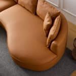 Eco-Leather Curved L-Chaise Sofa with Distinctive Design - Orange - Image 7