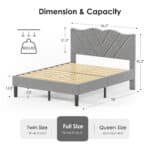 Upholstered Platform Bed Frame with Heavy-Duty Support - Grey - Image 7
