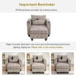 Soft Corduroy Convertible Chaise Lounge with USB Ports and Hidden Storage - Brown - Image 7