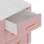 Velvet Upholstered Nightstand with 3 Drawers and Metal Legs - Pink - Image 7