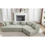 Boucle Fabric Modular Sofa with Combination Design and 3-Seater Capacity - Green - Image 4