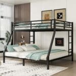 Metal Bunk Bed with Queen over King Design - Black