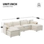 Chenille U-Shaped Modular Sofa with Deep Double Cushions - 6-Seater - Gray - Image 2