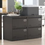 Metal Lateral File Cabinet with Lock and Large Capacity Drawers - Black