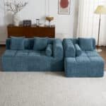 Chenille Fabric Modular Sectional Sofa with Deep Seating and Two Side Pockets - Blue - Image 11