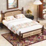 Elegant Rattan Bed with Walnut Finish – Perfect for Stylish Bedrooms - Image 2