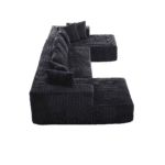 Striped Corduroy U-Shape Modular Sofa with Chaise Lounge - Black - Image 10