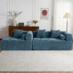 Chenille Fabric Modular Sectional Sofa with Deep Seating and Two Side Pockets - Blue - Image 10