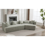 Boucle Fabric Modular Sofa with Combination Design and 3-Seater Capacity - Green - Image 6