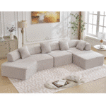 Ultimate Gray Boucle L-Shape Sectional - Premium Modular Couch