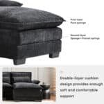 Chenille U-Shape Sectional Sofa with Console, Cup Holders, and USB Charger - 6-Seater - Gray - Image 4
