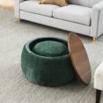Green Round Storage Ottoman with Removable Top - Small Seat - Image 3