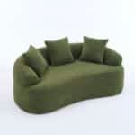 Chenille Curved Loveseat with 3 Pillows - Green - Image 3