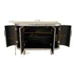 Wooden Curved Sideboard with Adjustable Shelves and Soft-Close Doors - Champagne - Image 4