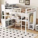 Ultimate White Metal Loft Bed with Desk & Storage – Stylish, Heavy Duty & Space-Saving for Kids & Adults - Image 3