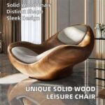 Solid Wood Modern Reclining Leisure Armchair with Adjustable Feature - Light Gray - Image 4