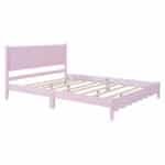 Wood Platform Bed with Rectangular Headboard - Retro Style - Pink - Image 3