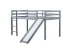 Grey Rubber Wood Loft Bed with Slide – Durable, Space-Saving Twin Bed for Kids - Image 11